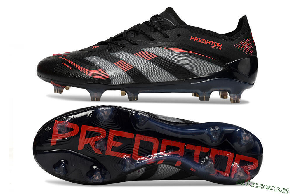 Men's Adidas Predator 25 Elite FG Football Boots - Black/Grey/Red 1