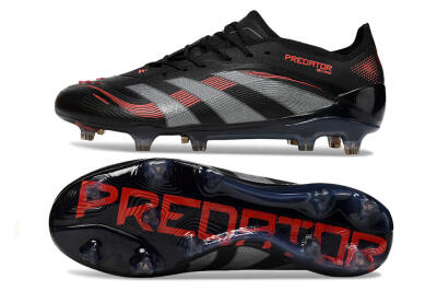 Men's Adidas Predator 25 Elite FG Football Boots - Black/Grey/Red