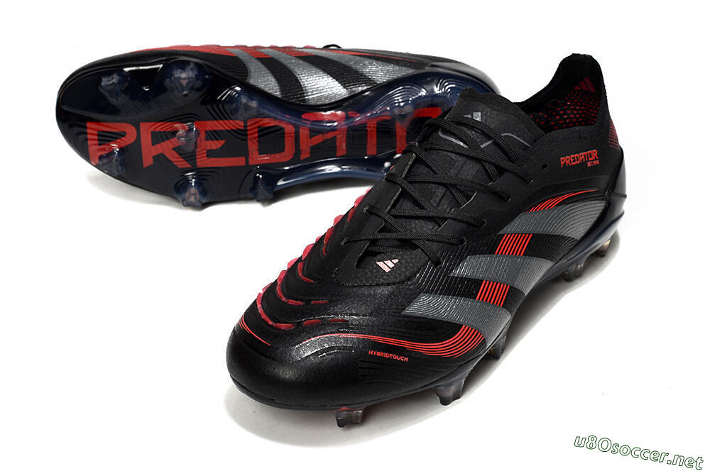 Men's Adidas Predator 25 Elite FG Football Boots - Black/Grey/Red 3