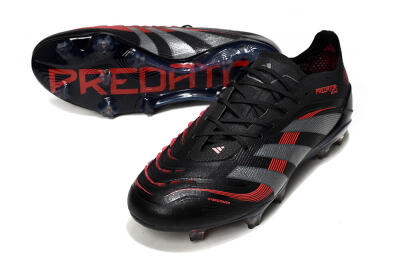 Men's Adidas Predator 25 Elite FG Football Boots - Black/Grey/Red