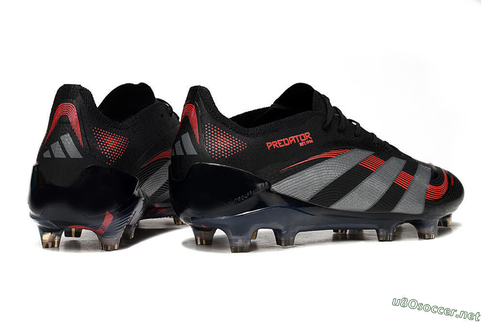 Men's Adidas Predator 25 Elite FG Football Boots - Black/Grey/Red 6