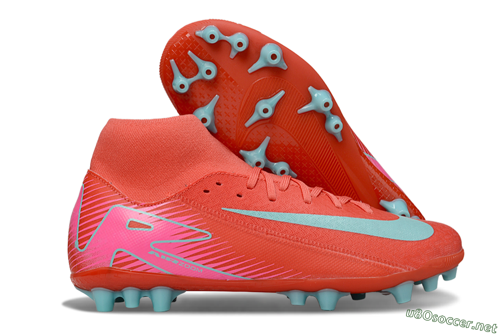 Men's Nike Air Zoom Mercurial Superfly 10 Academy AG Football Boots - Red/Jade/Pink 2