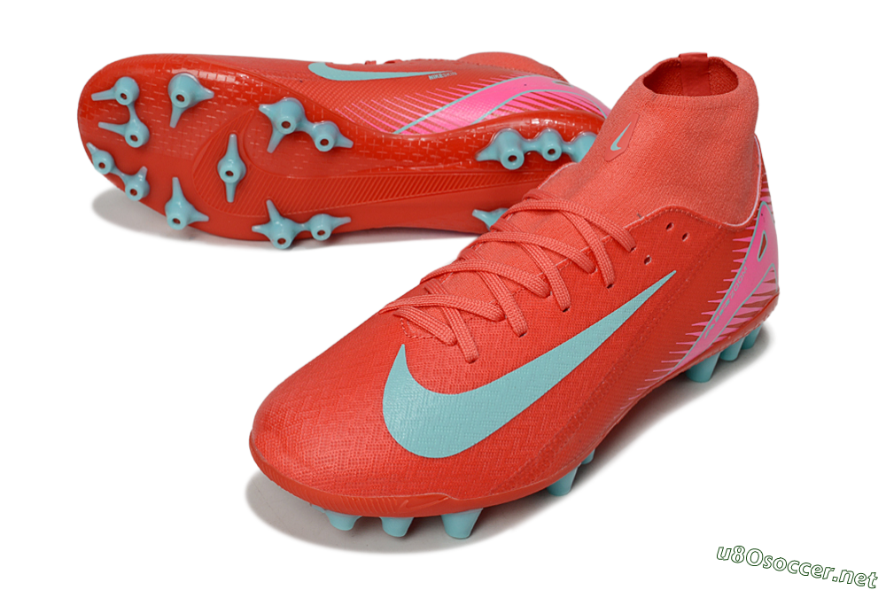 Men's Nike Air Zoom Mercurial Superfly 10 Academy AG Football Boots - Red/Jade/Pink 3