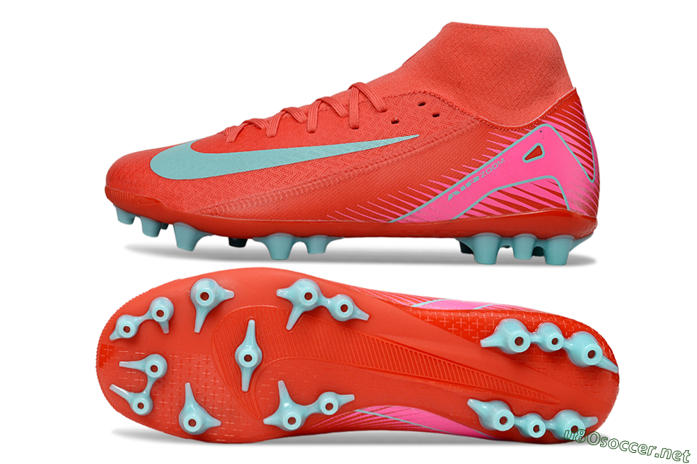 Men's Nike Air Zoom Mercurial Superfly 10 Academy AG Football Boots - Red/Jade/Pink 1