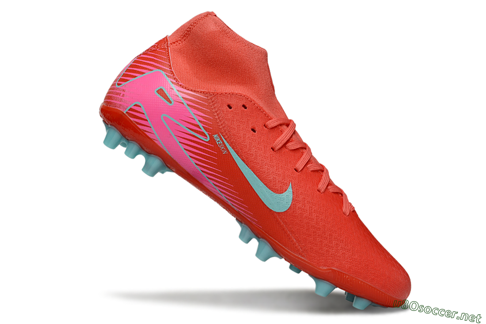 Men's Nike Air Zoom Mercurial Superfly 10 Academy AG Football Boots - Red/Jade/Pink 4