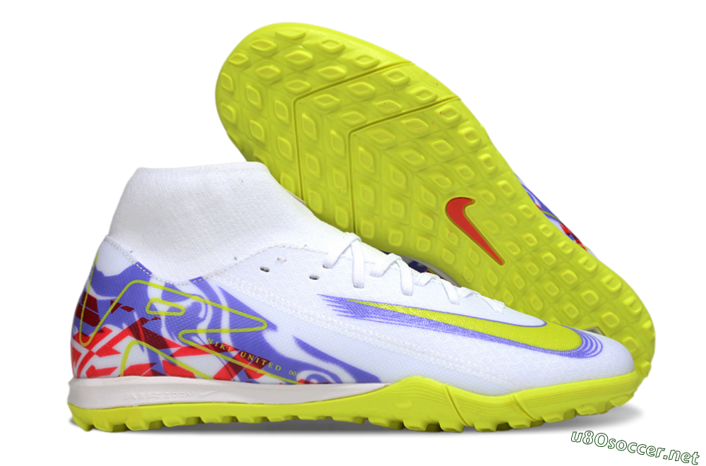 Men's Nike Air Zoom Mercurial Superfly 10 Academy TF Football Shoes - White/Purple/Yellow/Red 2