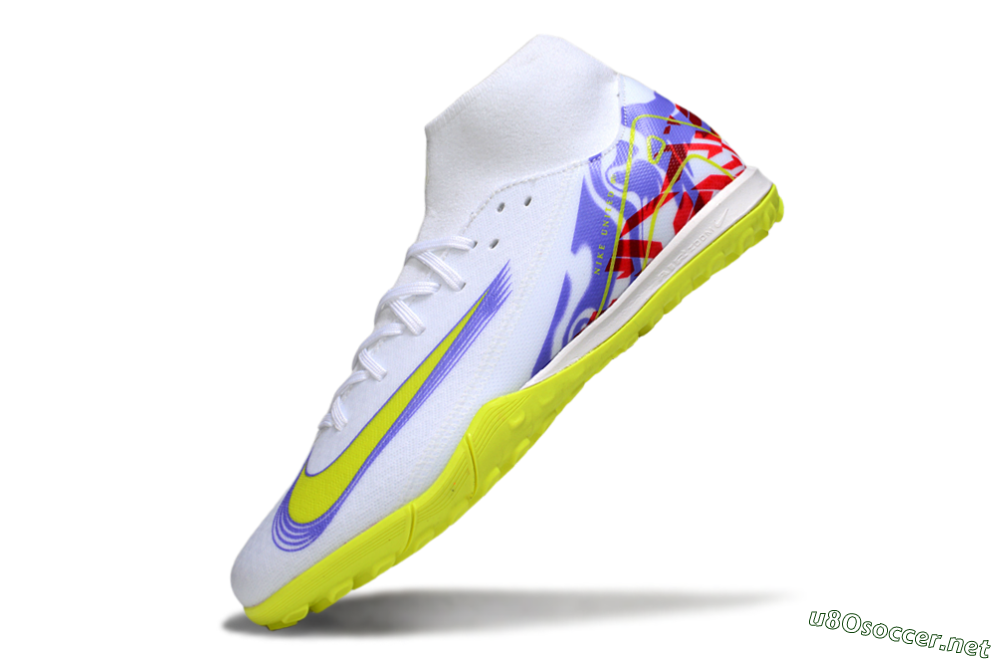 Men's Nike Air Zoom Mercurial Superfly 10 Academy TF Football Shoes - White/Purple/Yellow/Red 5