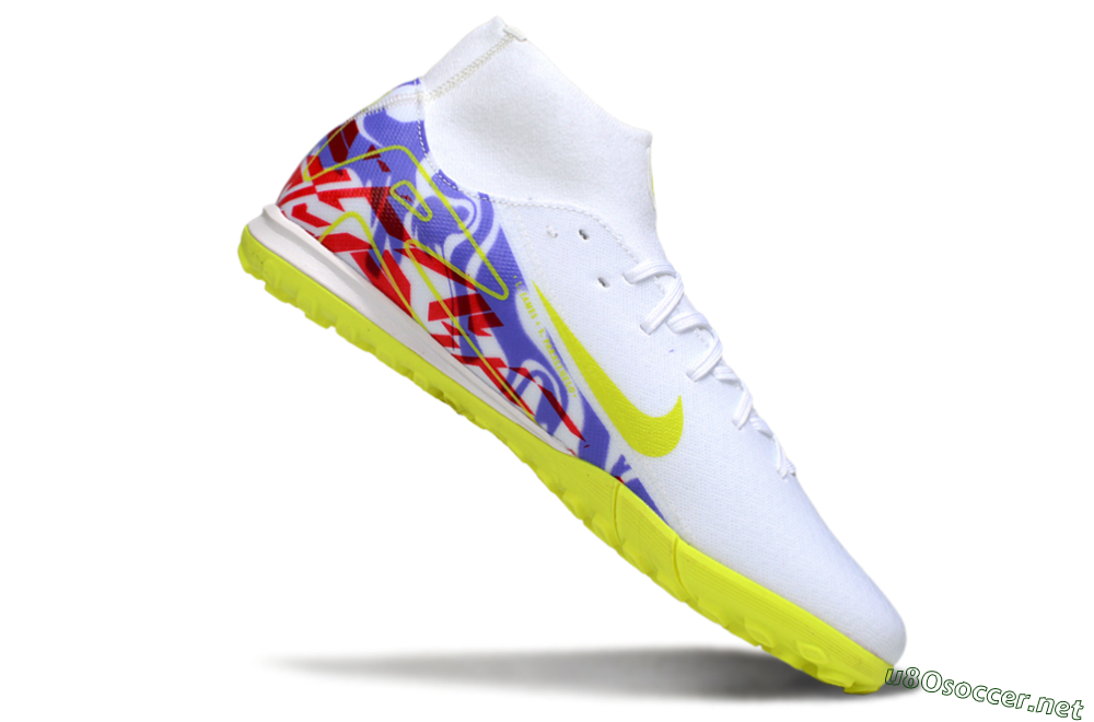 Men's Nike Air Zoom Mercurial Superfly 10 Academy TF Football Shoes - White/Purple/Yellow/Red 4