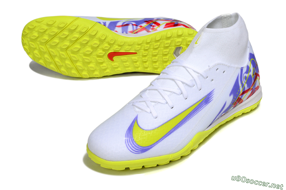 Men's Nike Air Zoom Mercurial Superfly 10 Academy TF Football Shoes - White/Purple/Yellow/Red 3