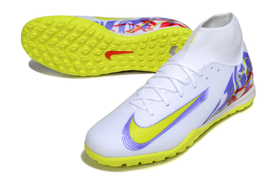 Men's Nike Air Zoom Mercurial Superfly 10 Academy TF Football Shoes - White/Purple/Yellow/Red