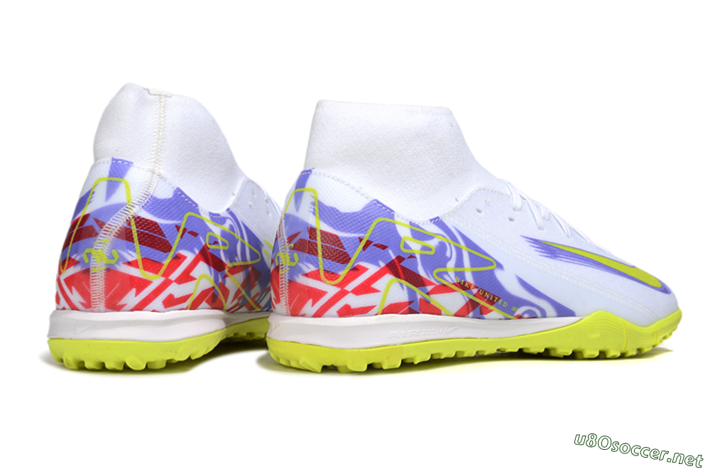 Men's Nike Air Zoom Mercurial Superfly 10 Academy TF Football Shoes - White/Purple/Yellow/Red 6