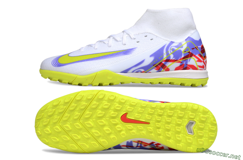 Men's Nike Air Zoom Mercurial Superfly 10 Academy TF Football Shoes - White/Purple/Yellow/Red 1