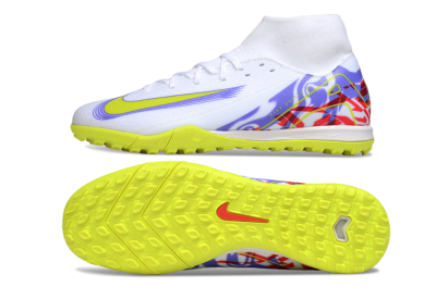 Men's Nike Air Zoom Mercurial Superfly 10 Academy TF Football Shoes - White/Purple/Yellow/Red