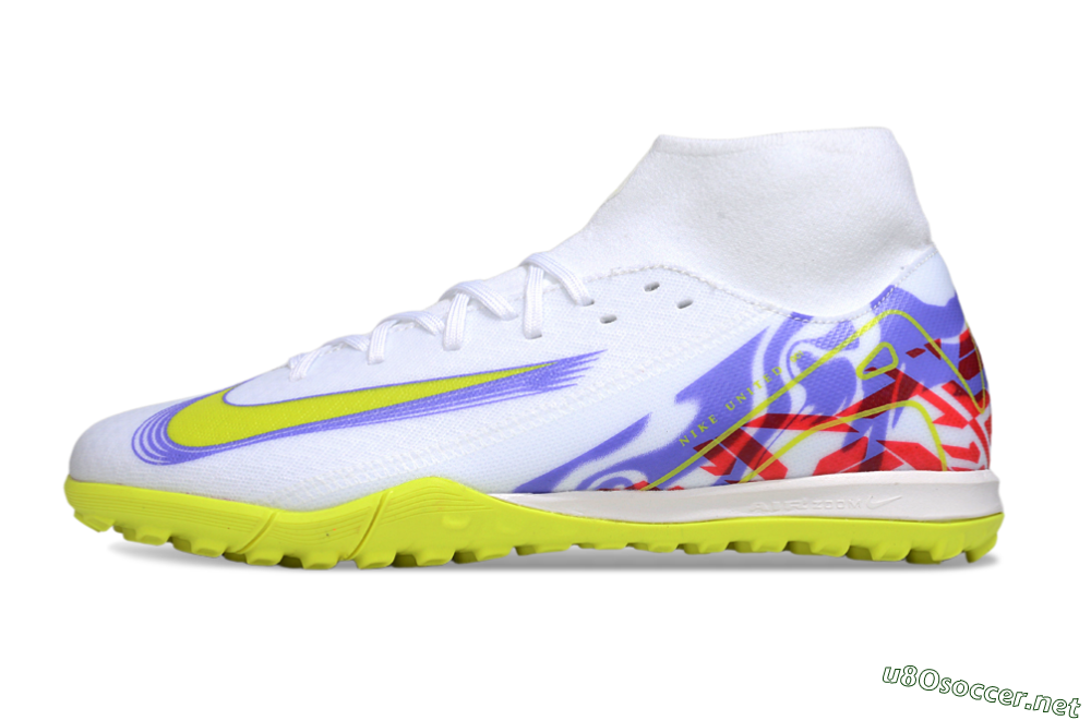 Men's Nike Air Zoom Mercurial Superfly 10 Academy TF Football Shoes - White/Purple/Yellow/Red 0