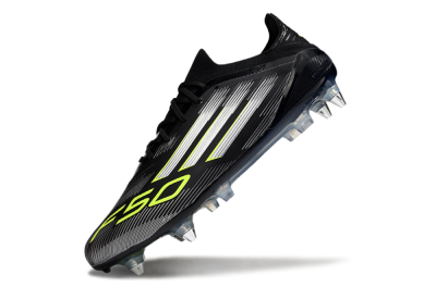 Men's Adidas F50 Elite SG Football Boots - Black/Silver/Yellow
