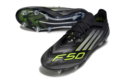 Men's Adidas F50 Elite SG Football Boots - Black/Silver/Yellow