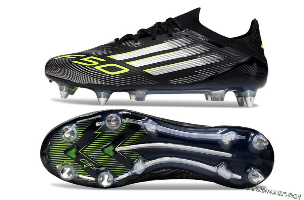 Men's Adidas F50 Elite SG Football Boots - Black/Silver/Yellow 1