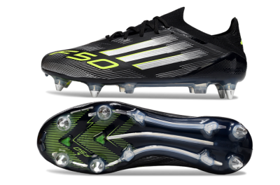 Men's Adidas F50 Elite SG Football Boots - Black/Silver/Yellow