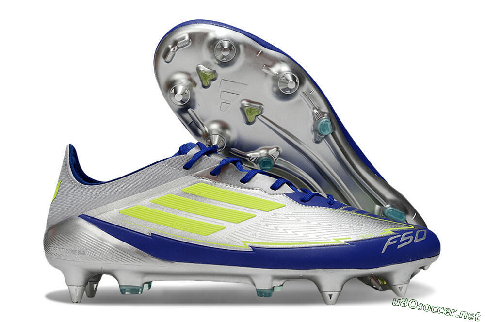 Men's Adidas F50 Elite SG Football Boots - Silver/Yellow/Blue 2