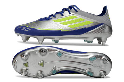 Men's Adidas F50 Elite SG Football Boots - Silver/Yellow/Blue