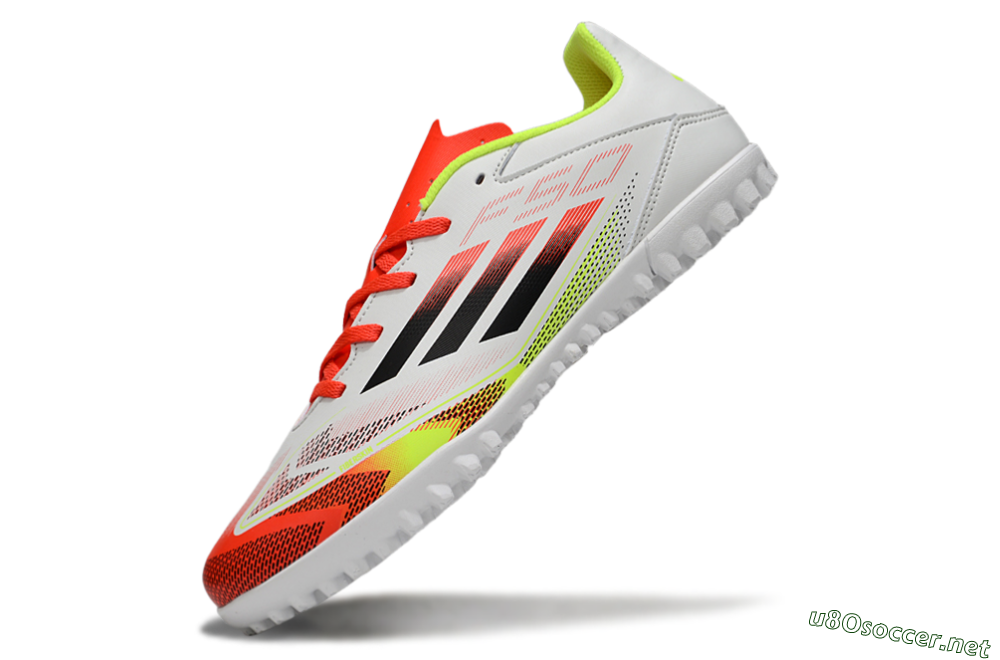 Men's Adidas F50 Club TF Football Shoes - White/Red/Yellow 5