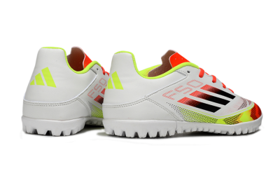 Men's Adidas F50 Club TF Football Shoes - White/Red/Yellow