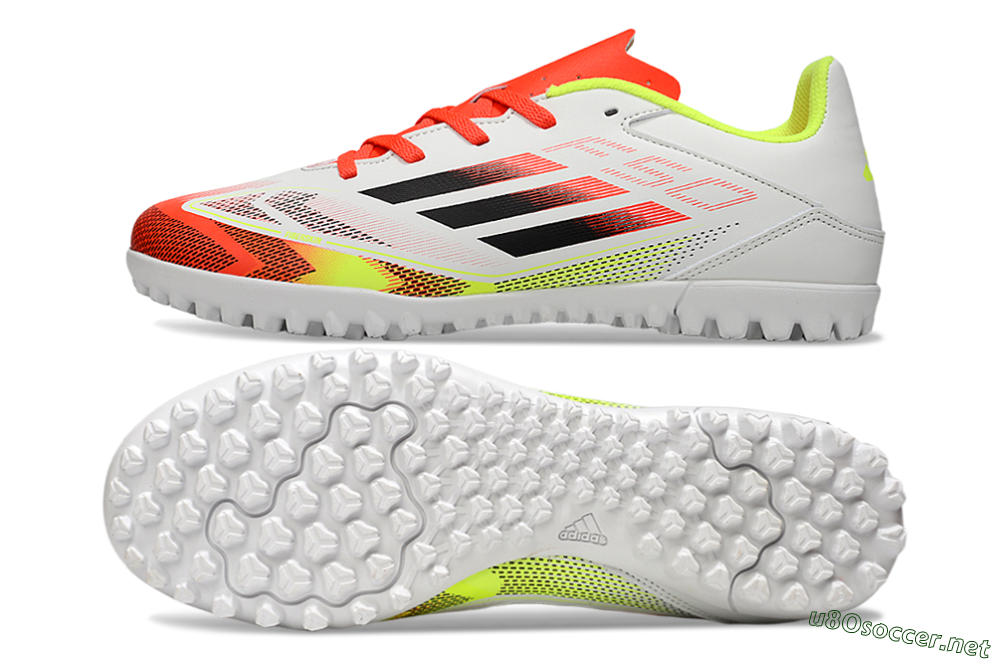 Men's Adidas F50 Club TF Football Shoes - White/Red/Yellow 1
