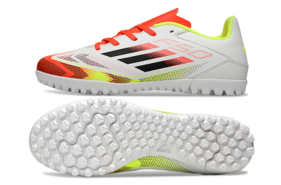 Men's Adidas F50 Club TF Football Shoes - White/Red/Yellow