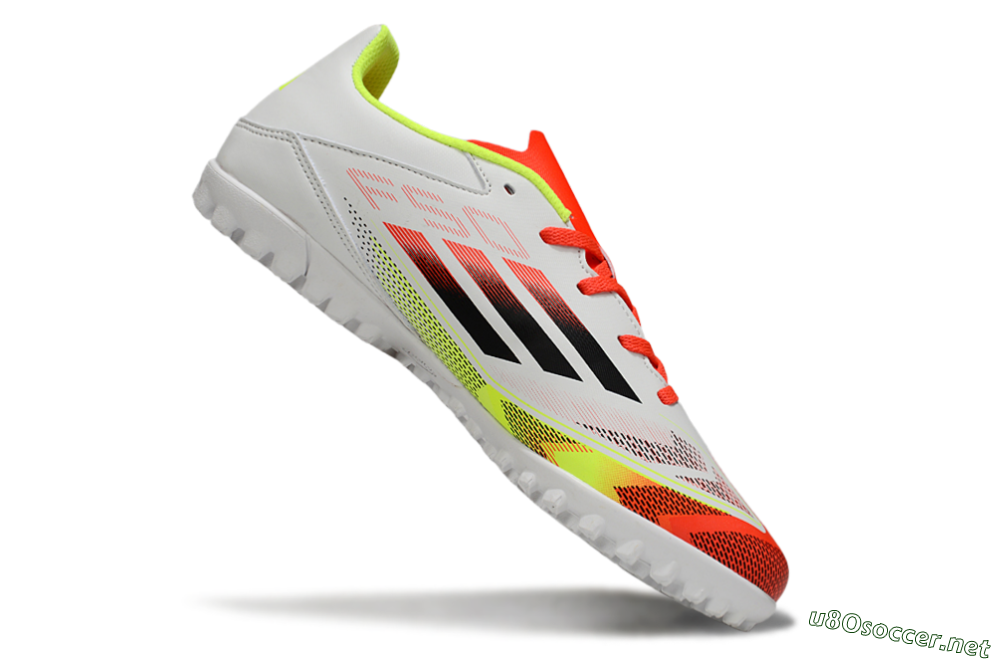 Men's Adidas F50 Club TF Football Shoes - White/Red/Yellow 4