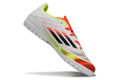 Men's Adidas F50 Club TF Football Shoes - White/Red/Yellow