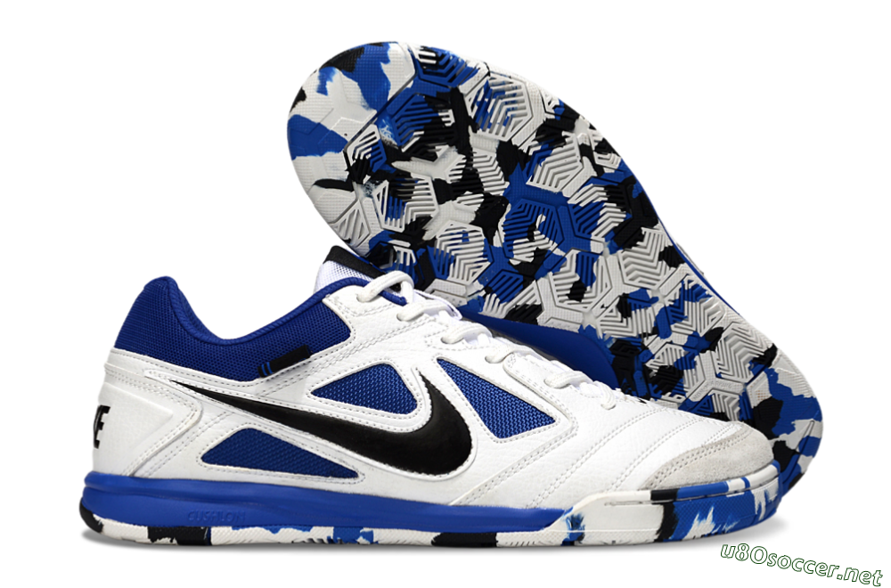 Men's Nike Lunar Gato 2 IC Football Shoes - White/Blue/Black 2