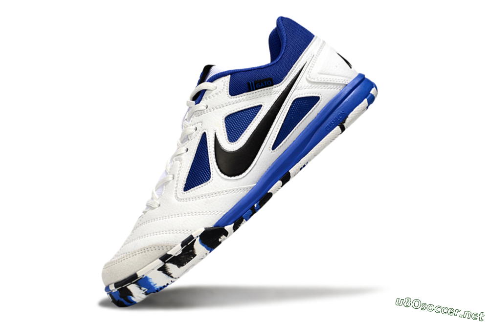 Men's Nike Lunar Gato 2 IC Football Shoes - White/Blue/Black 5