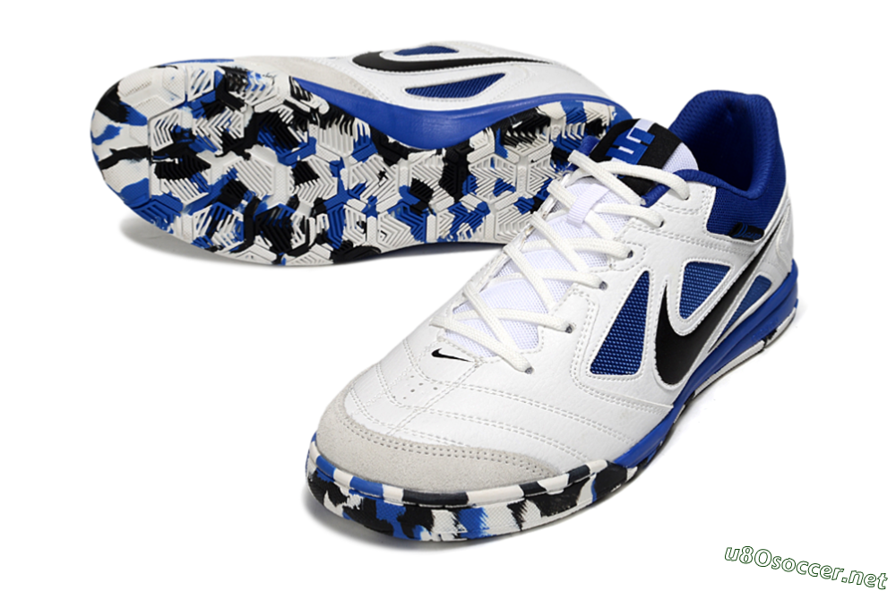 Men's Nike Lunar Gato 2 IC Football Shoes - White/Blue/Black 3