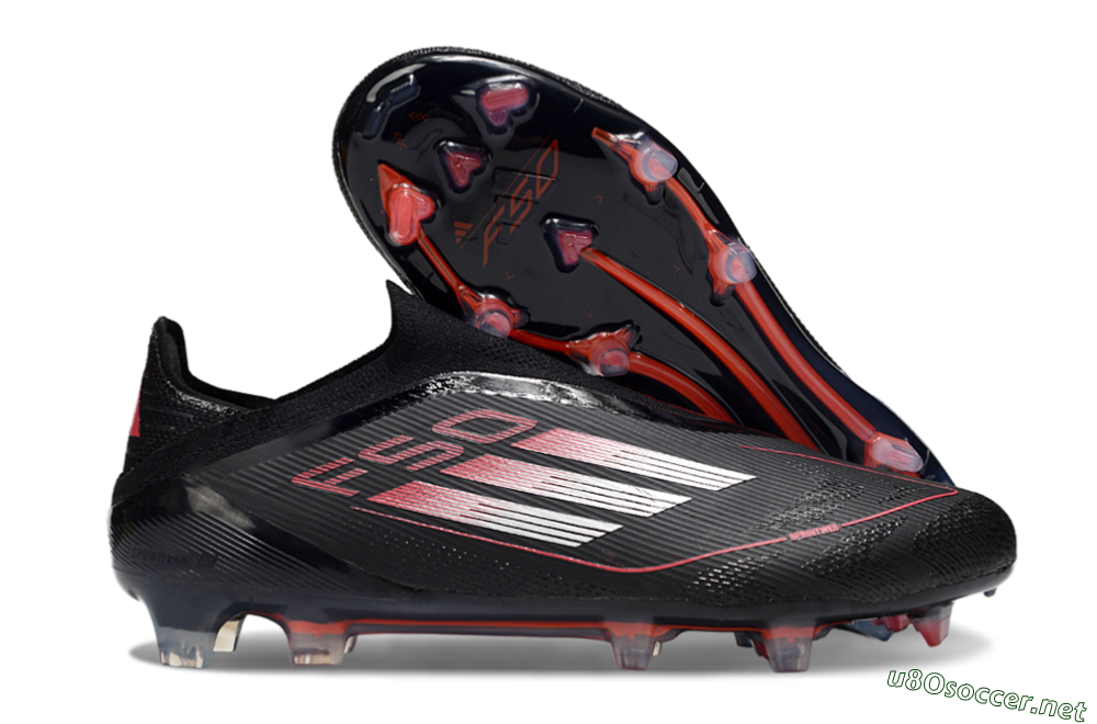 Men's Adidas F50 Elite Laceless FG Football Boots - Black/Silver/Red 2