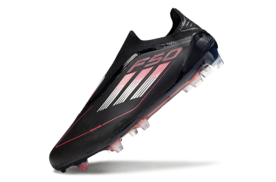 Men's Adidas F50 Elite Laceless FG Football Boots - Black/Silver/Red