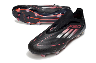 Men's Adidas F50 Elite Laceless FG Football Boots - Black/Silver/Red