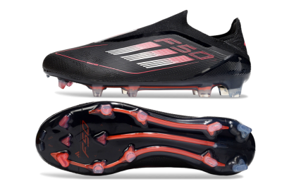 Men's Adidas F50 Elite Laceless FG Football Boots - Black/Silver/Red