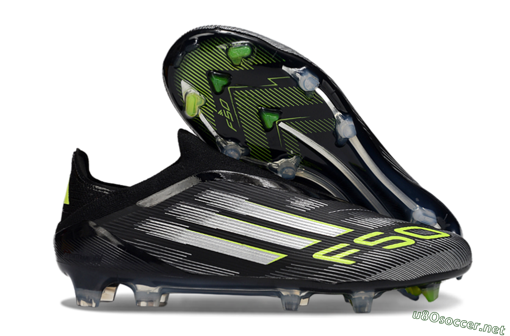 Men's Adidas F50 Elite Laceless FG Football Boots - Black/Silver/Yellow 2