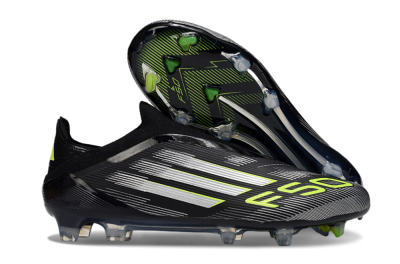 Men's Adidas F50 Elite Laceless FG Football Boots - Black/Silver/Yellow