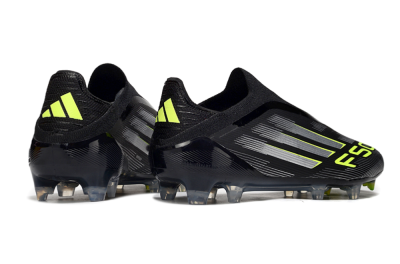Men's Adidas F50 Elite Laceless FG Football Boots - Black/Silver/Yellow