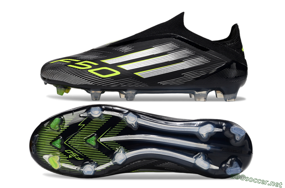 Men's Adidas F50 Elite Laceless FG Football Boots - Black/Silver/Yellow 1