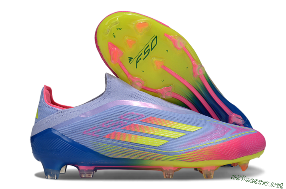 Men's Adidas F50 Elite Laceless FG Football Boots - Blue/Yellow/Red 2
