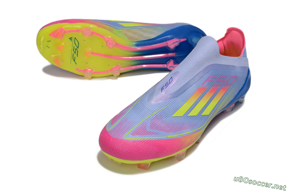 Men's Adidas F50 Elite Laceless FG Football Boots - Blue/Yellow/Red 3