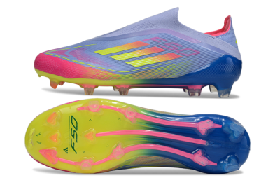 Men's Adidas F50 Elite Laceless FG Football Boots - Blue/Yellow/Red