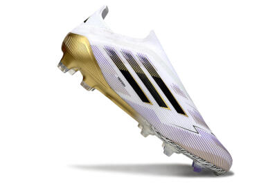 Men's Adidas F50 Elite Laceless FG Football Boots - White/Black/Purple/Gold