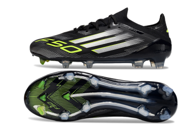 Men's Adidas F50 Elite FG Football Boots - Black/Silver/Yellow