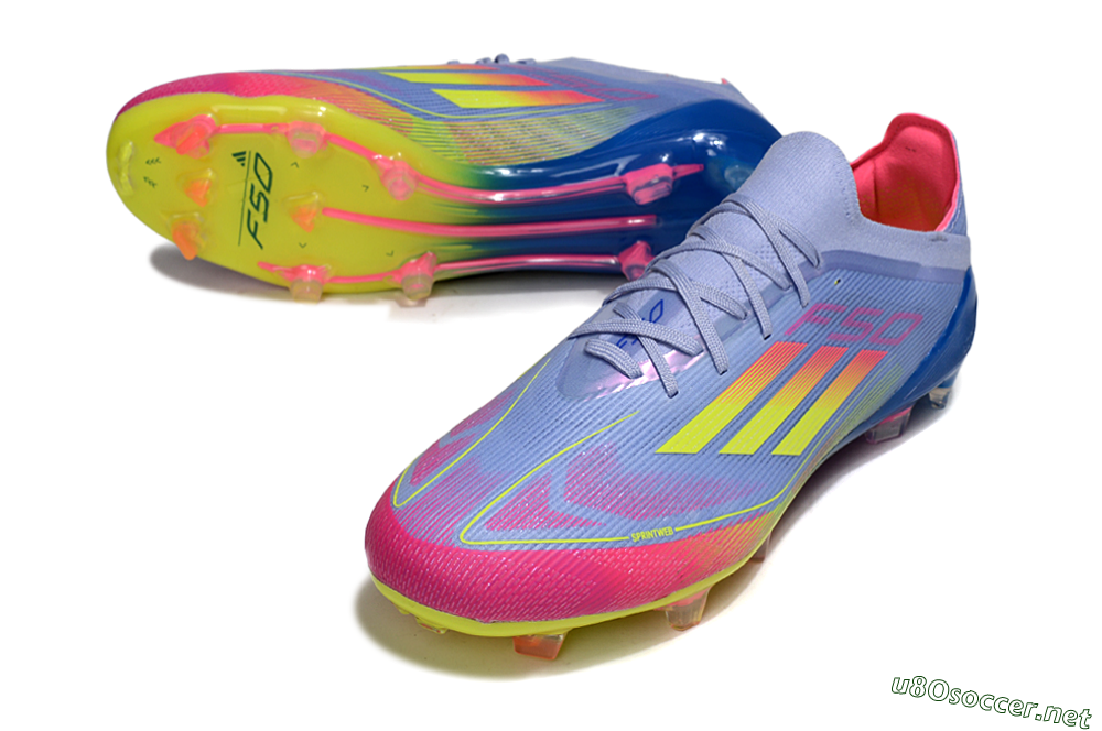 Men's Adidas F50 Elite FG Football Boots - Blue/Yellow/Pink 3