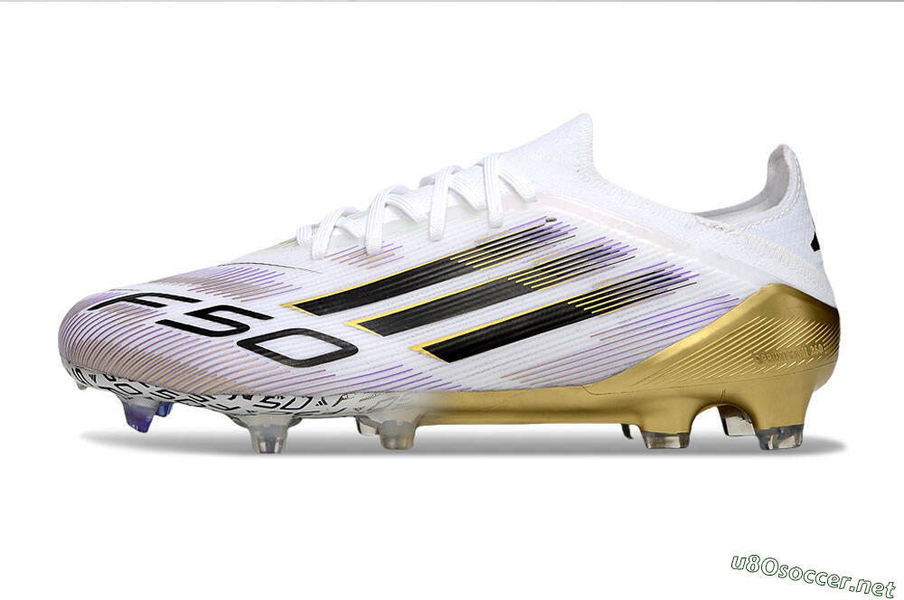 Men's Adidas F50 Elite FG Football Boots - White/Black/Purple/Gold 0