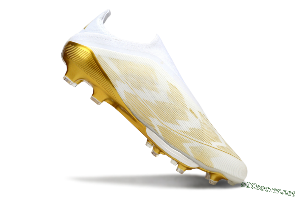 Men's Adidas F50+ Elite Lightstrike Pro Laceless FG Football Boots - White/Gold 4