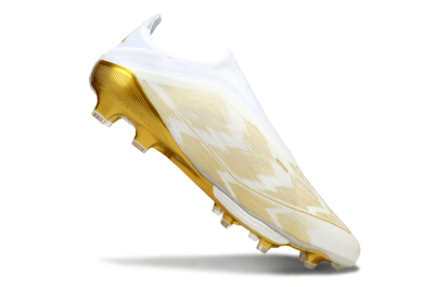 Men's Adidas F50+ Elite Lightstrike Pro Laceless FG Football Boots - White/Gold